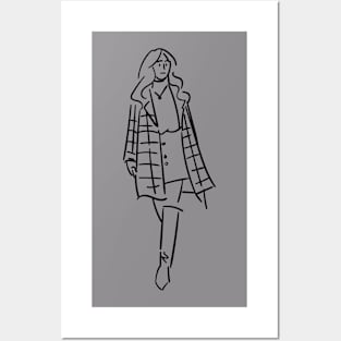 Minimalist Art Girl Walking Posters and Art